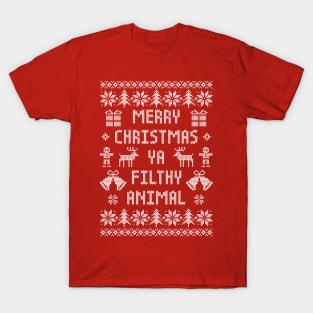 Funny Ugly Xmas Sweater - Merry Christmas Ya Filthy Animal T-Shirt